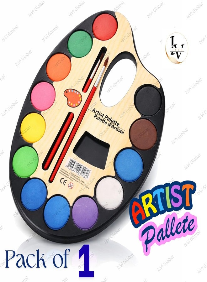 Isvi Kids Watercolour Paint Set with Brush & Thumb Hole Palette (Pack of 1) | Washable Non-Toxic Painting Art Kit for Children | Portable Travel Friendly | Birthday Return Gift - Image 2
